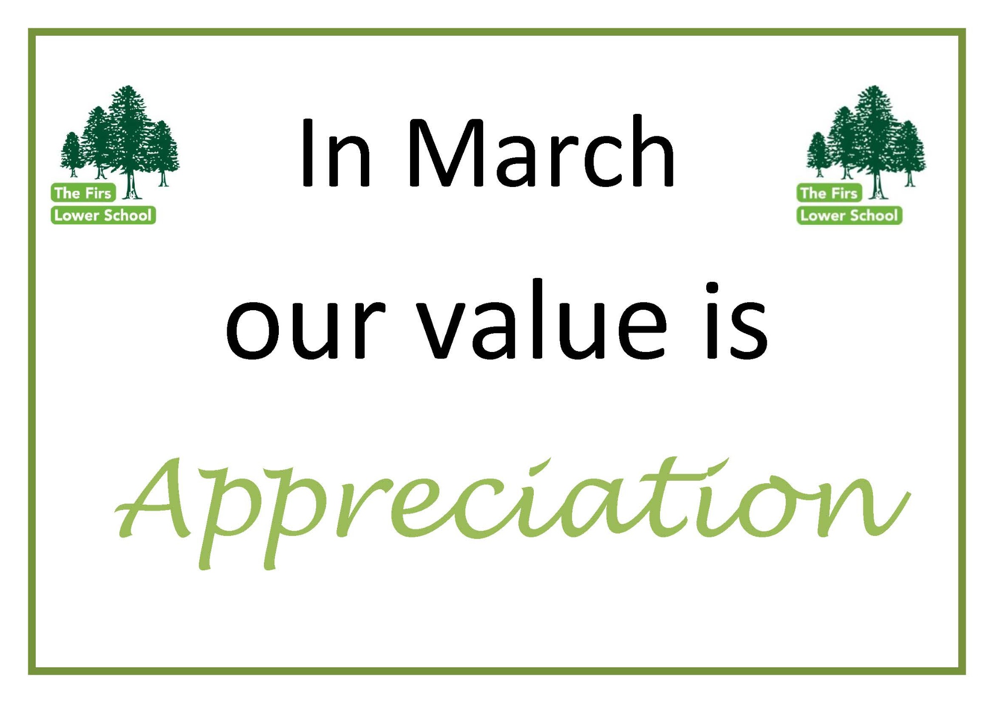 In March our value is Appreciation